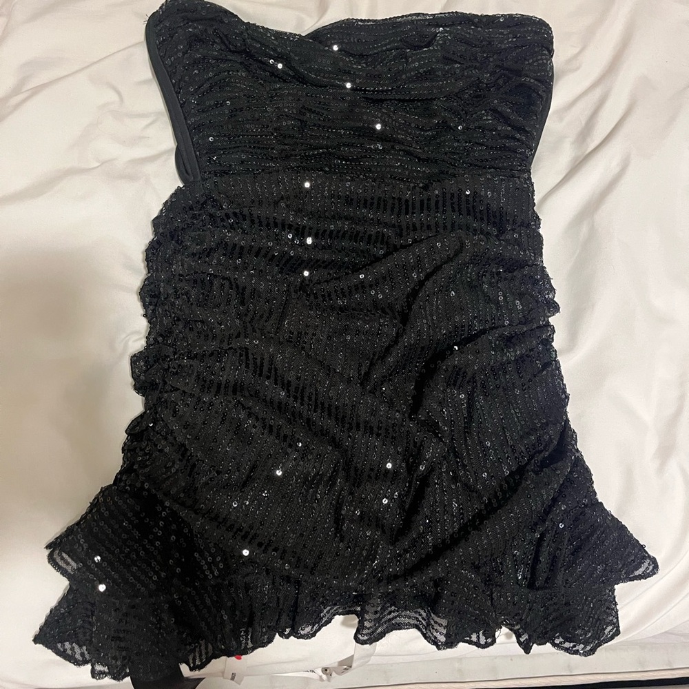Lucy in the Sky Black Strapless Dress with Sequins